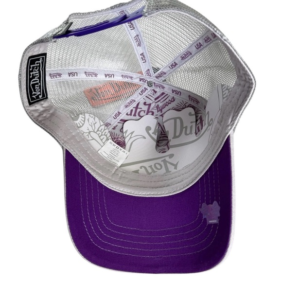 Von Dutch Hat Gray Embroidered Flying eyeball/Crossbones/Flames OS NWT - Picture 6 of 7